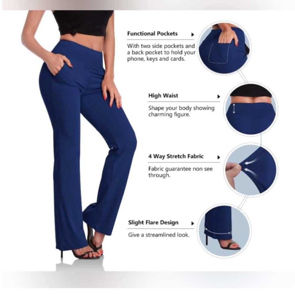 DaYoung Bootcut Yoga Pants with Tummy Control Workout Large Navy Blue